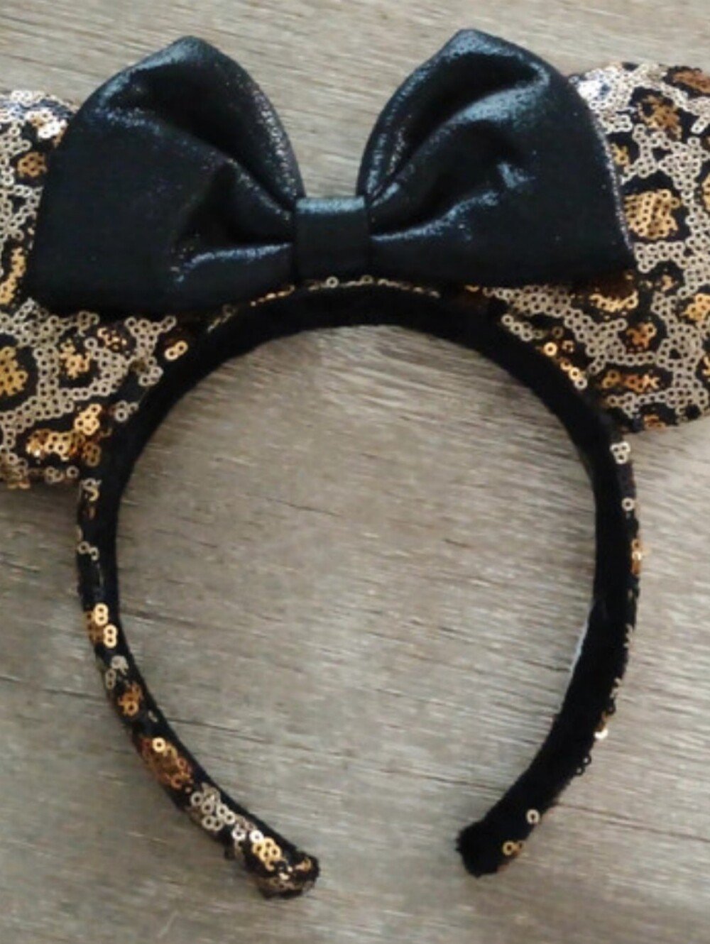 Black & Gold Sequin Minnie Ear Headband